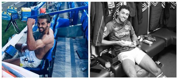 The two images of himself that Everton striker Dominic Calvert-Lewin shared on his farewell to Goodison Park Instagram post