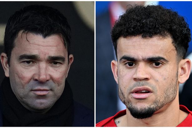 Barcelona sporting director Deco and Liverpool forward Luis Diaz
