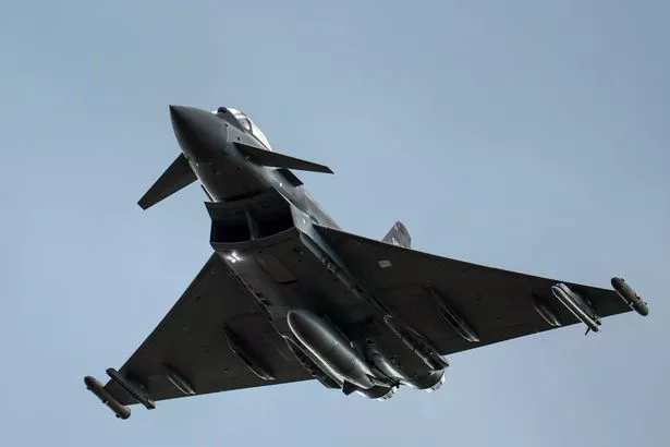 A British Royal Air Force Eurofighter Typhoon fighter aircraft