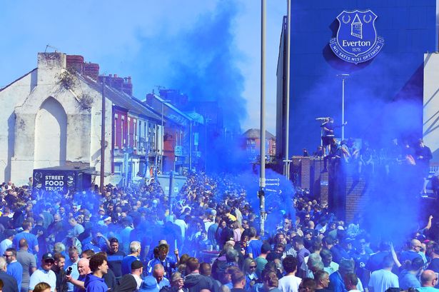Everton fans gathered for the final men's game at Goodison