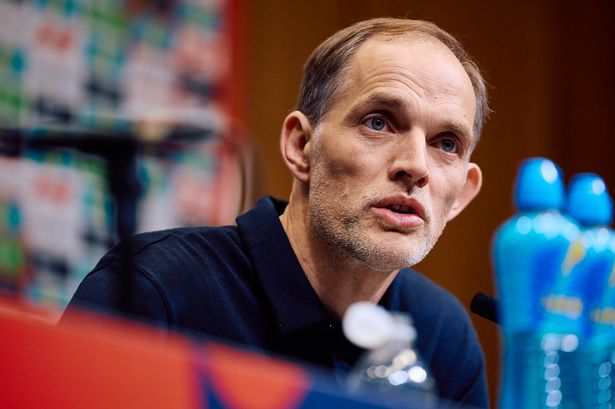 Thomas Tuchel speaks to reporters in an England national team press conference at Wembley