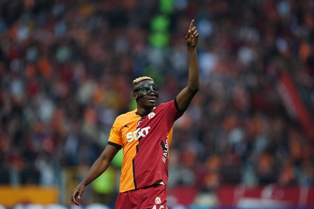 Victor Osimhen celebrates scoring for Galatasaray