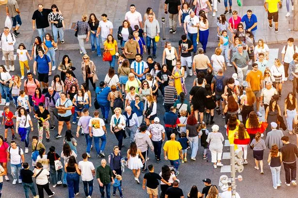 British people in a crowded street
