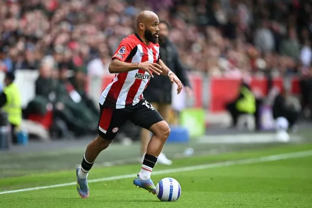 Brentford's French-born Cameroonian striker #19 Bryan Mbeumo runs with the ball during the English Premier League football match between Brentford and Manchester United at the Gtech Community Stadium in London on May 4, 2025. (Photo by JUSTIN TALLIS / AFP) / RESTRICTED TO EDITORIAL USE. No use with unauthorized audio, video, data, fixture lists, club/league logos or 'live' services. Online in-match use limited to 120 images. An additional 40 images may be used in extra time. No video emulation. Social media in-match use limited to 120 images. An additional 40 images may be used in extra time. No use in betting publications, games or single club/league/player publications. /  (Photo by JUSTIN TALLIS/AFP via Getty Images)