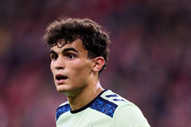 Liverpool midfielder Stefan Bajcetic in a Las Palmas shirt