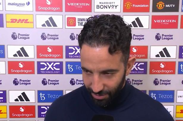 Ruben Amorim does a pre-match TV interview.