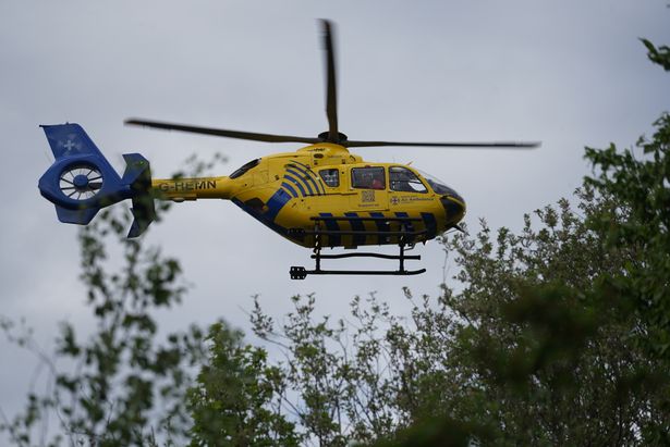 An air ambulance landed nearby