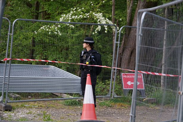 A footpath was taped off after the tragic discovery