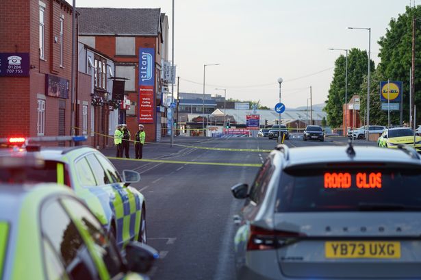 A cordon in place on Albert Road, Farnworth