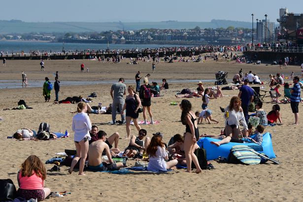 Crowds on the beach at Portobello as Edinburgh enjoys another day of sun and soaring temperatures 
