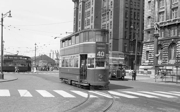 Old picture of the Liverpool 765 route 40 Pier Head tram