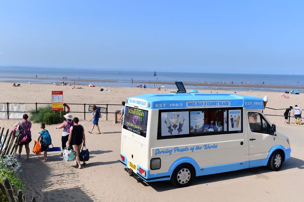 Crosby Beach during a hot day