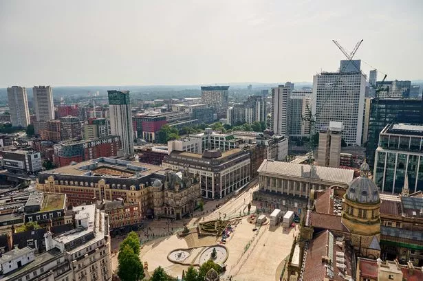 An aerial photo of Victoria Square in Birmingham city centre