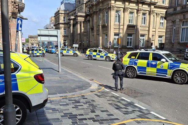 Armed police on Dale Street in Liverpool city centre on May 6 2025