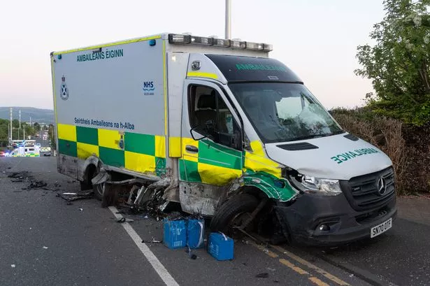 The ambulance was badly damaged as a result of the crash