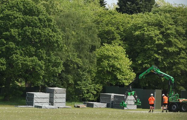 The performance stages are starting to be built