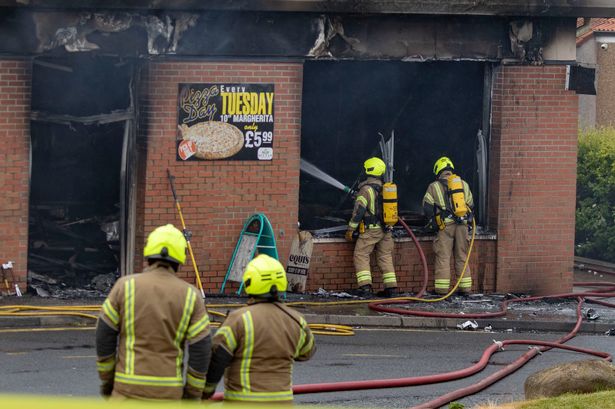 Fire crews battling the blaze on Monday evening