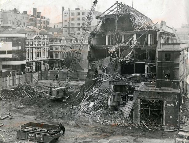 The former Theatre Royal, Williamson Square, being demolished in April 1971