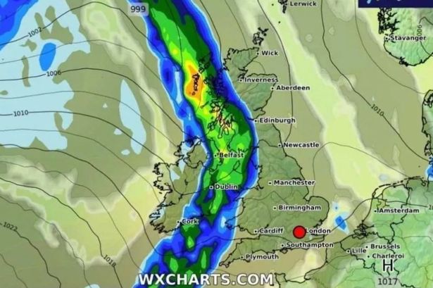 A wall of rain moving in during the early hours of May 23