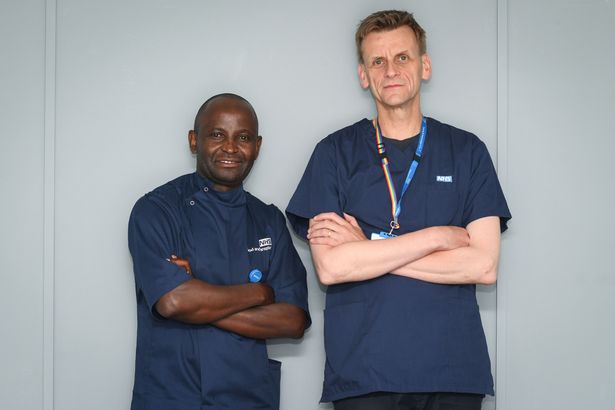 TAS nurses Sam Ntakirutimana (left) and Daniel Putensen (right) rolled out the training
