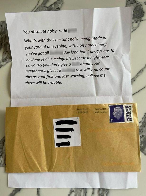 'You absolute noisy, rude p***k' - one of the letters written by the anonymous scribe