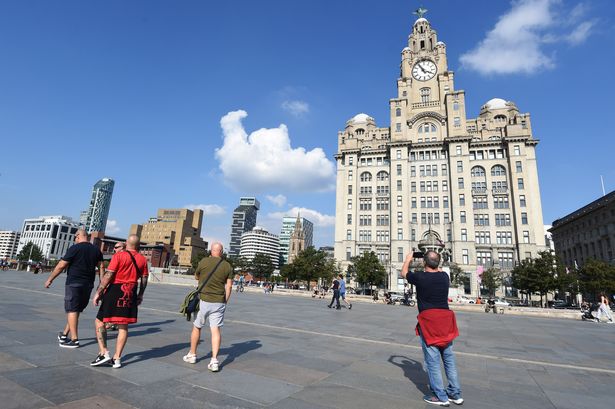 Blue sky and glorious sunshine on the Liverpool waterfront