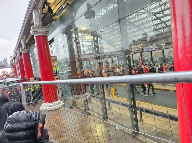 Barriers were put up outside the station