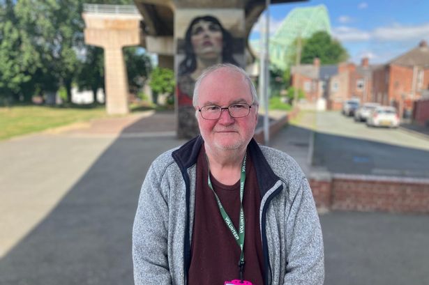 Peter Blackmore by the new murals