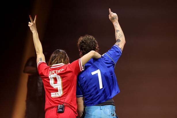 Mel C performs on stage with Tom Grennan at Radio 1's Big Weekend festival in Sefton Park on Friday