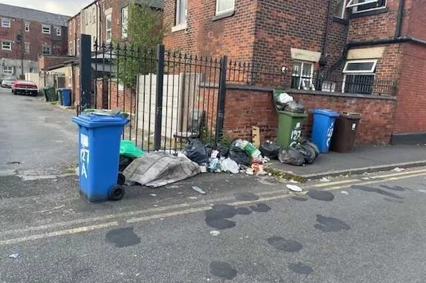 Rubbished dumped on Lime Street, Dukinfield
