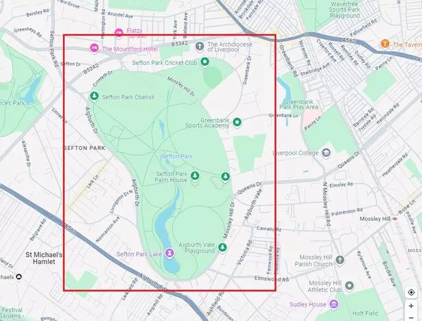 The dispersal zone covers Sefton Park and the surrounding area
