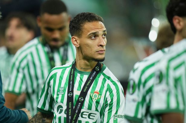 Betis' Antony walks off the podium after they lost the Europa Conference League final 