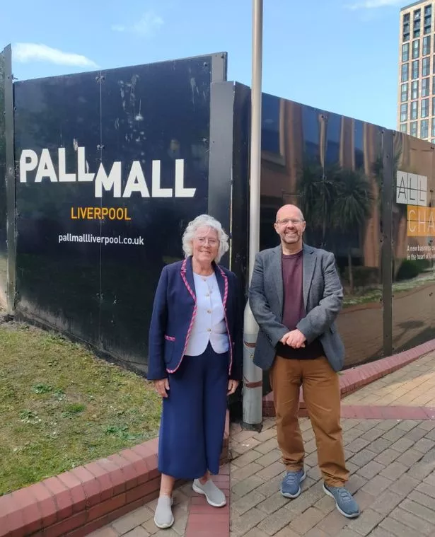 City centre councillors Christine Banks and Nick Small (also a cabinet member) pose next to the Pall Mall site that is earmarked for a major development 