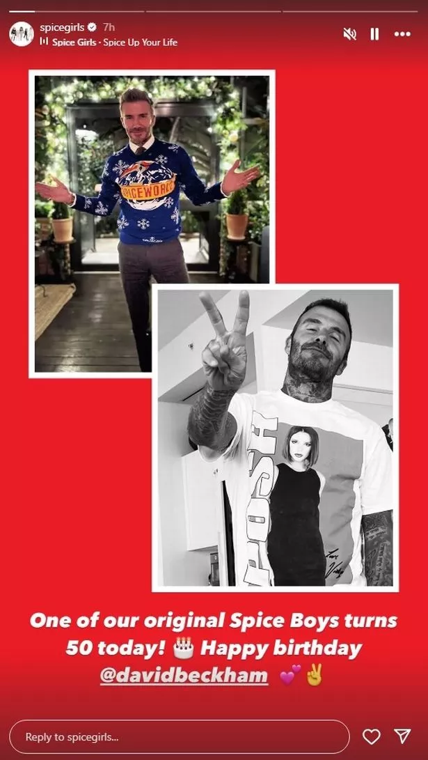 The Spice Girls' official Instagram page paid tribute to David Beckham