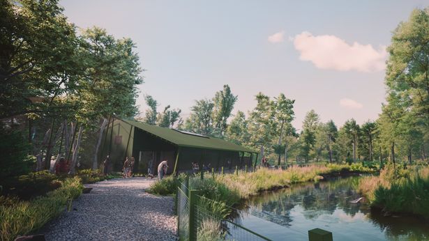 Exterior of new crocodile house within Central African Forest at Bristol Zoo Project
