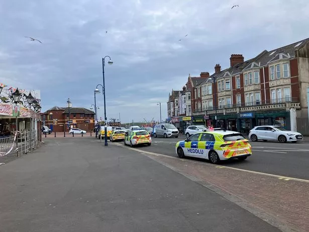 Police cars parked at Barry Island