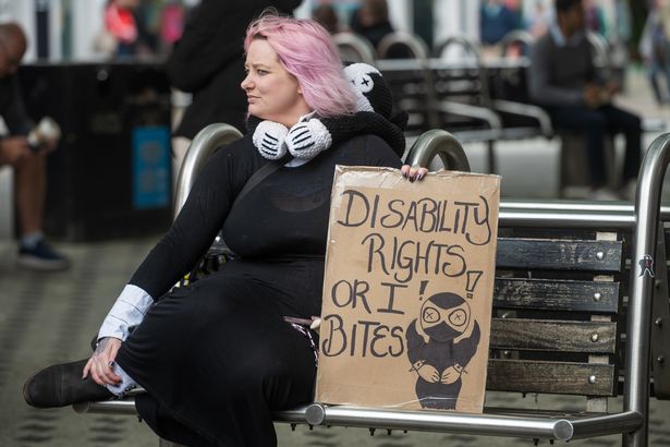 A protester in Cardiff