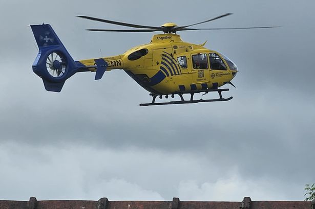 An air ambulance seen in the area after a woman was bitten by a dog