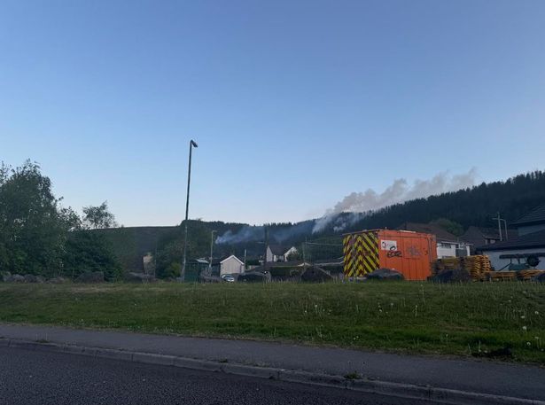 Smoke floating above the town