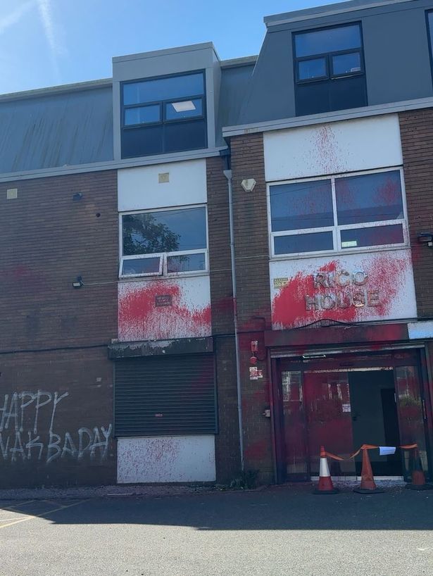 'Happy Nakba Day' was also painted on the building