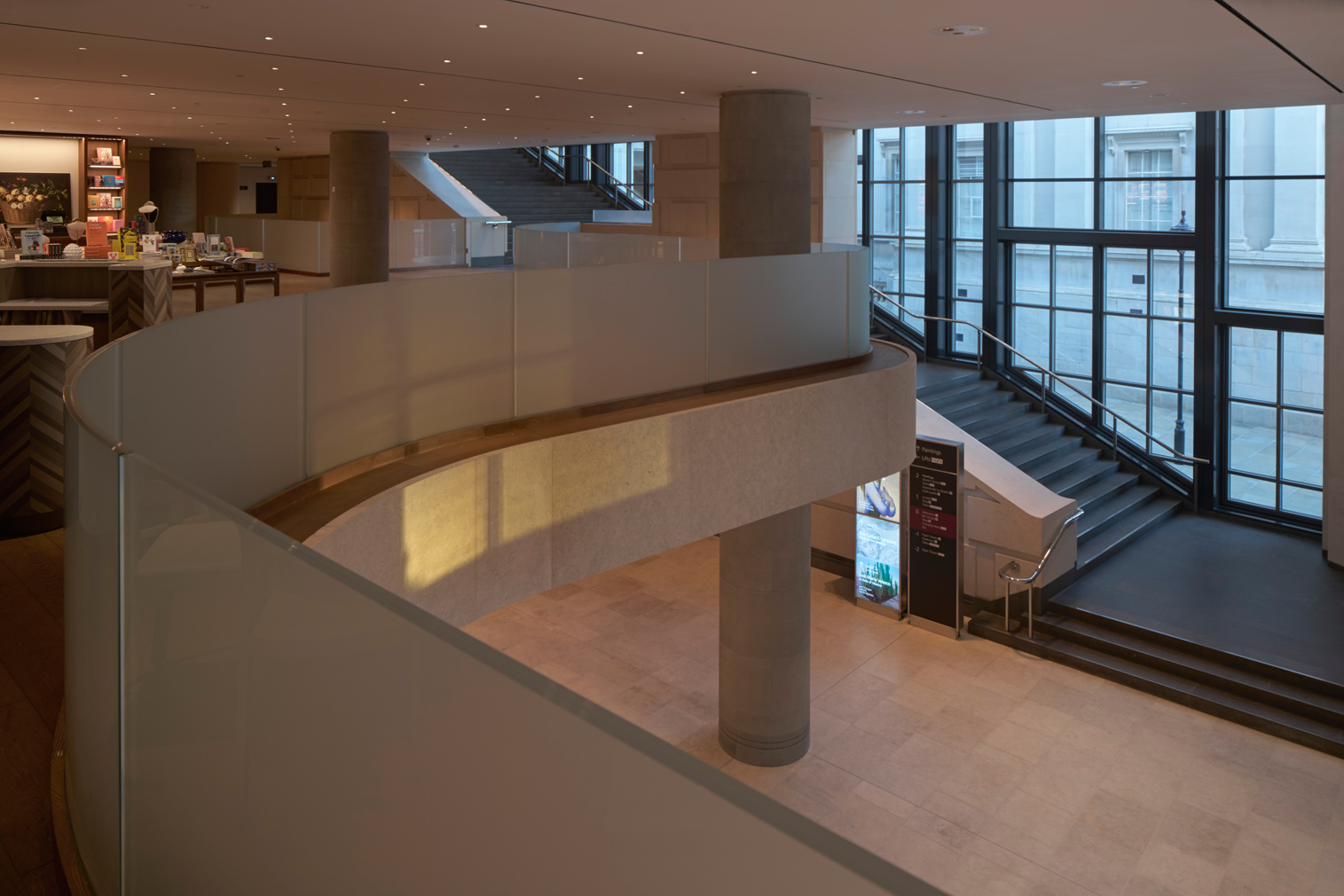 View from the mezzanine overlooking the Sainsbury's Wing foyer