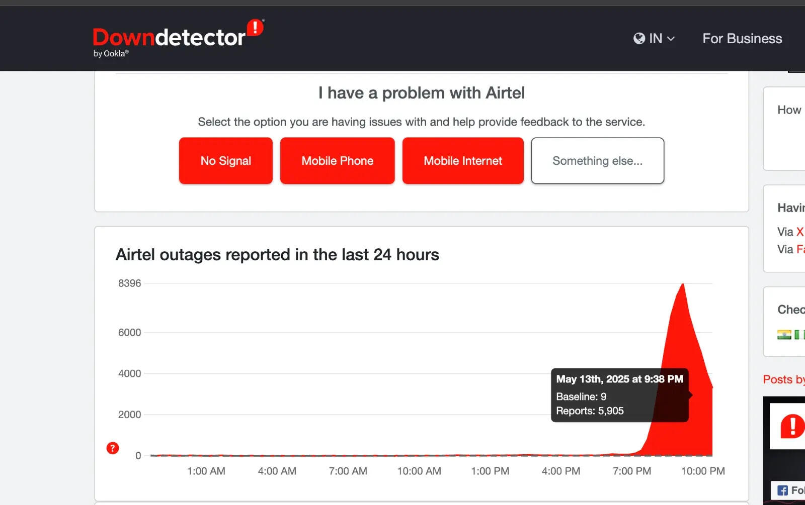 Airtel is facing outage