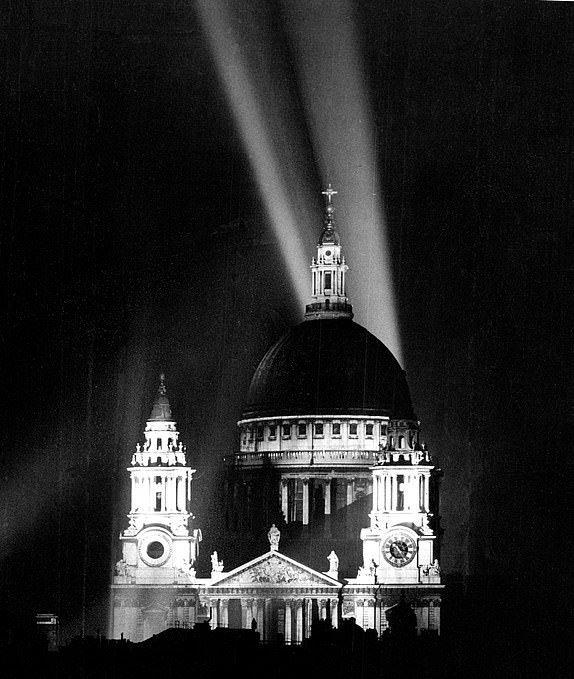 St Paul's Cathedral floodlit on V.E. night 8th May 1945. REXMAILPIX. VE Day