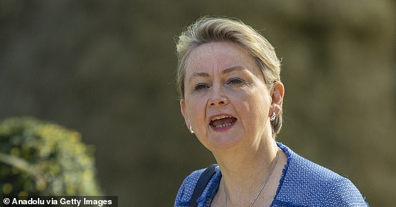 LONDON, UK - APRIL 29: Home Secretary Yvette Cooper arrives at Downing Street for the weekly Cabinet meeting in London, United Kingdom on April 29, 2025. (Photo by Marcin Nowak/Anadolu via Getty Images)