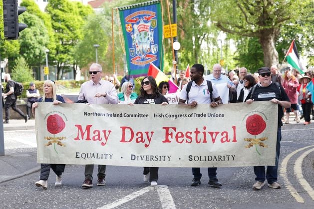 Large crowds attend annual May Day rally in Belfast