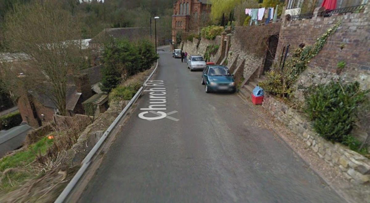The narrow Church Road in Coalbrookdale. The wall is on the right hand side. Picture: Google Maps