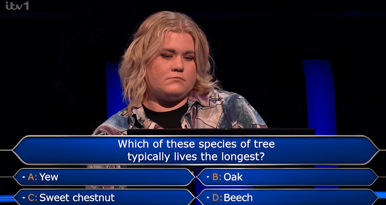 Who Wants to be a Millionaire contestant loses huge amount of money on tricky tree question - but would you have got it?