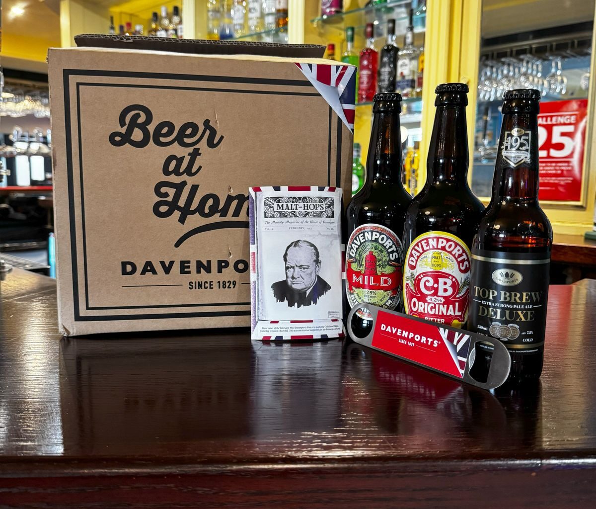 The Celebration box contains four bottles of CB Original, four bottles of Mild, four bottles of Top Brew Deluxe, a Davenports bottle opener and a limited-edition postcard