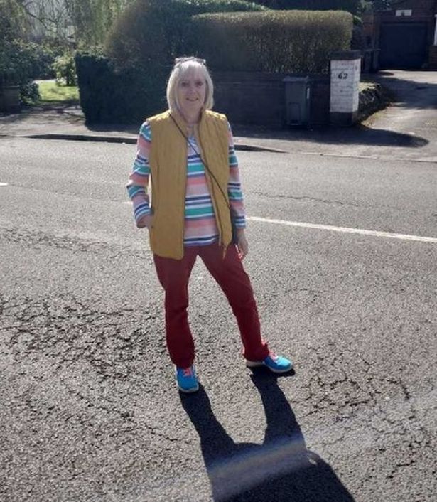 Councillor Deirdre Alden standing on Edgbaston's sunken Westfield Road 
