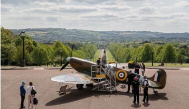 VE Day celebrations take off with Belfast Telegraph Spitfire display at Stormont